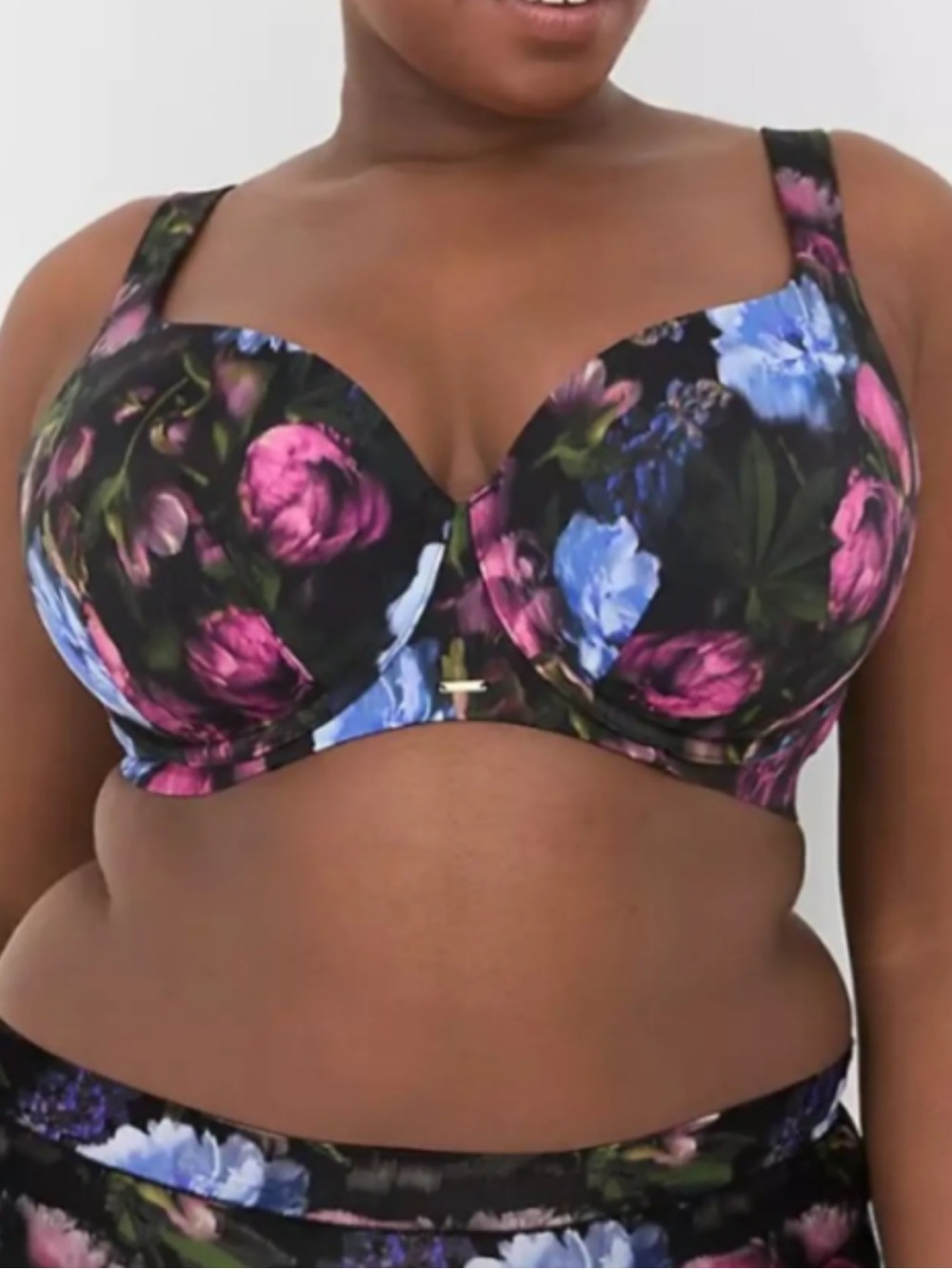 Cacique Lane Bryant Vibrant Floral Lightly Lined Balconette Underwire Bra Sz 38G